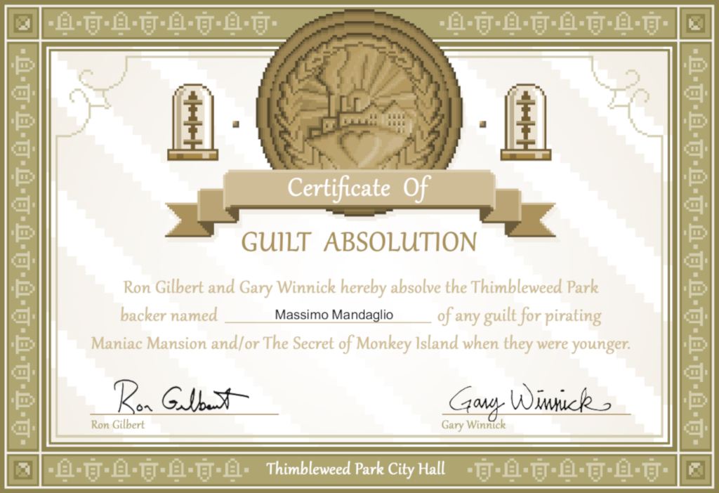 Thimblewood Park - Guilt certificate
